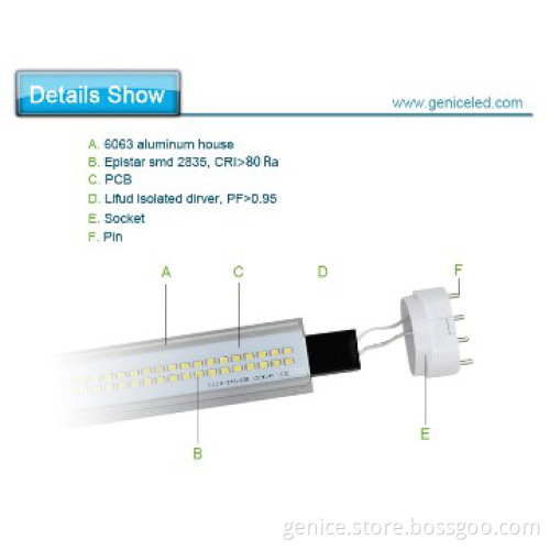 AC100-277V CRI>80 isolated driver 15W 2g11 pl lamp
